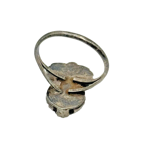 Vintage Sterling Silver Native Signed JJ Sterling MOP Mother of Pearl Ring 5.25 - Picture 4 of 5